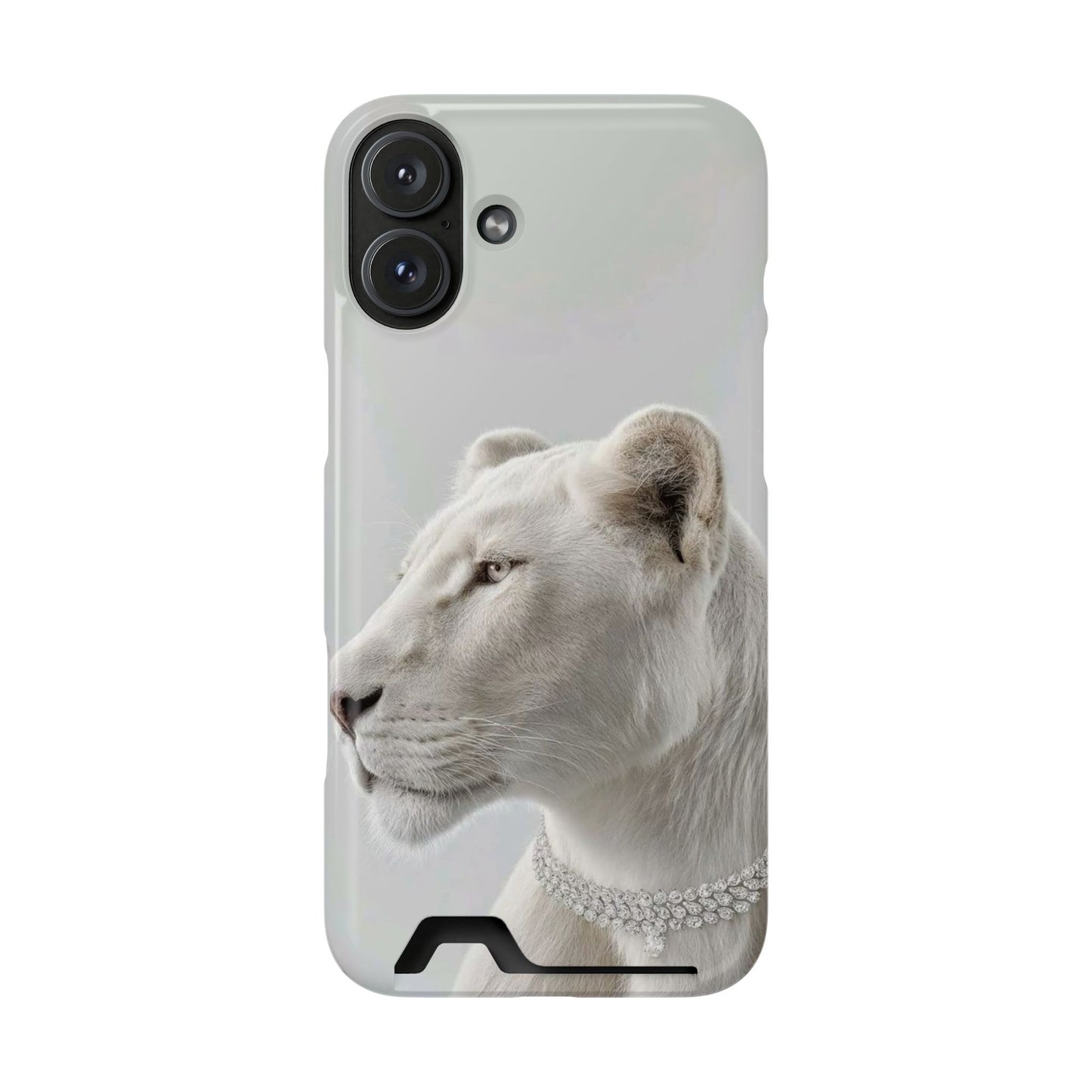 Pearl White Lion Phone Card Case