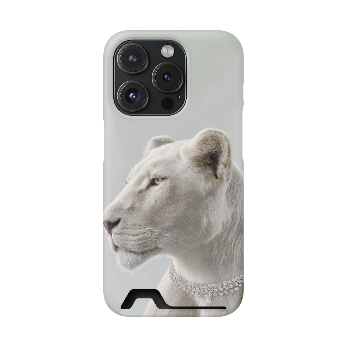 Pearl White Lion Phone Card Case