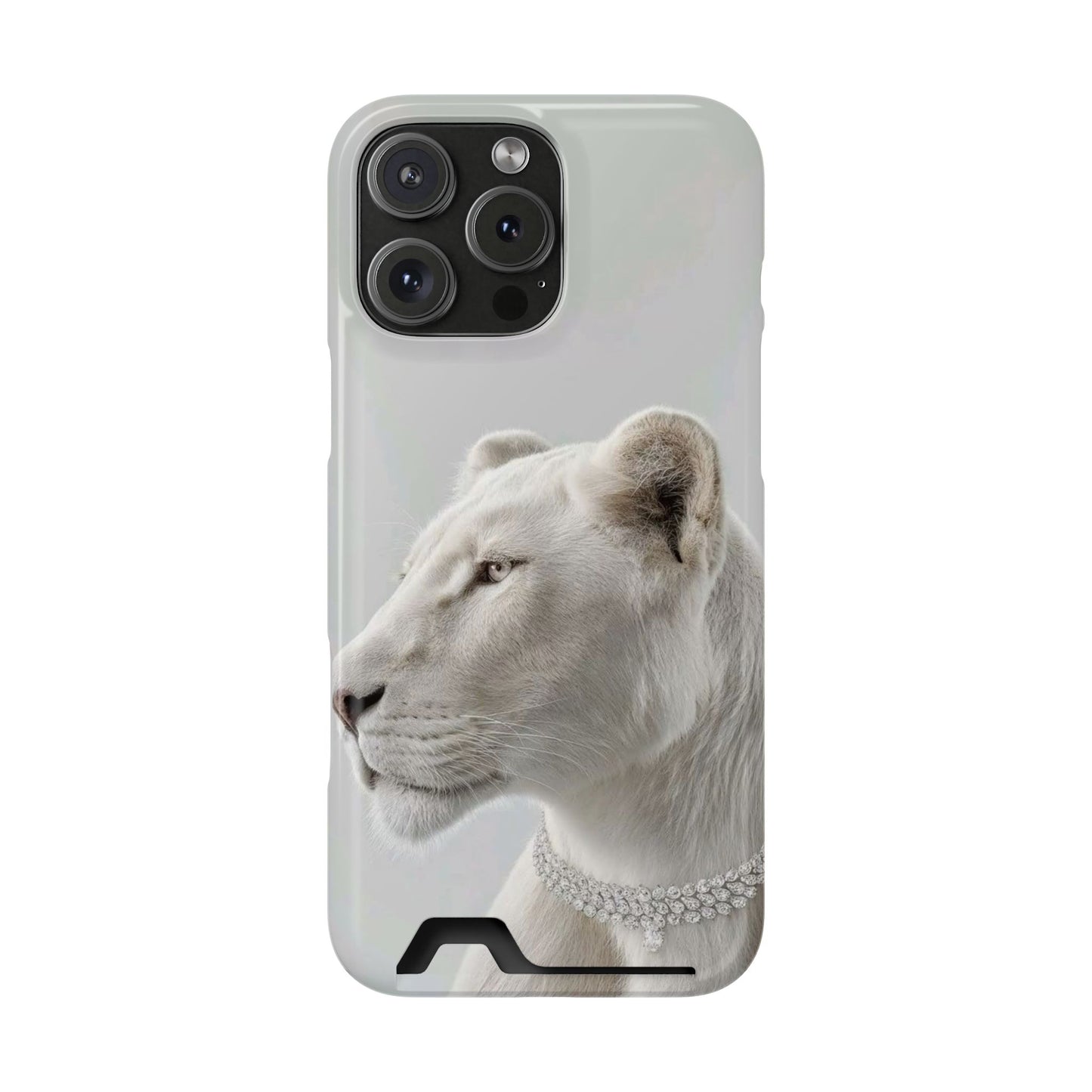 Pearl White Lion Phone Card Case