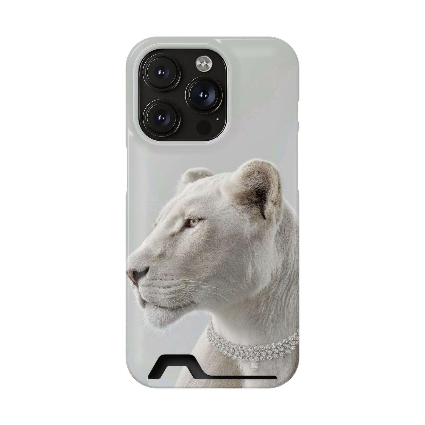 Pearl White Lion Phone Card Case