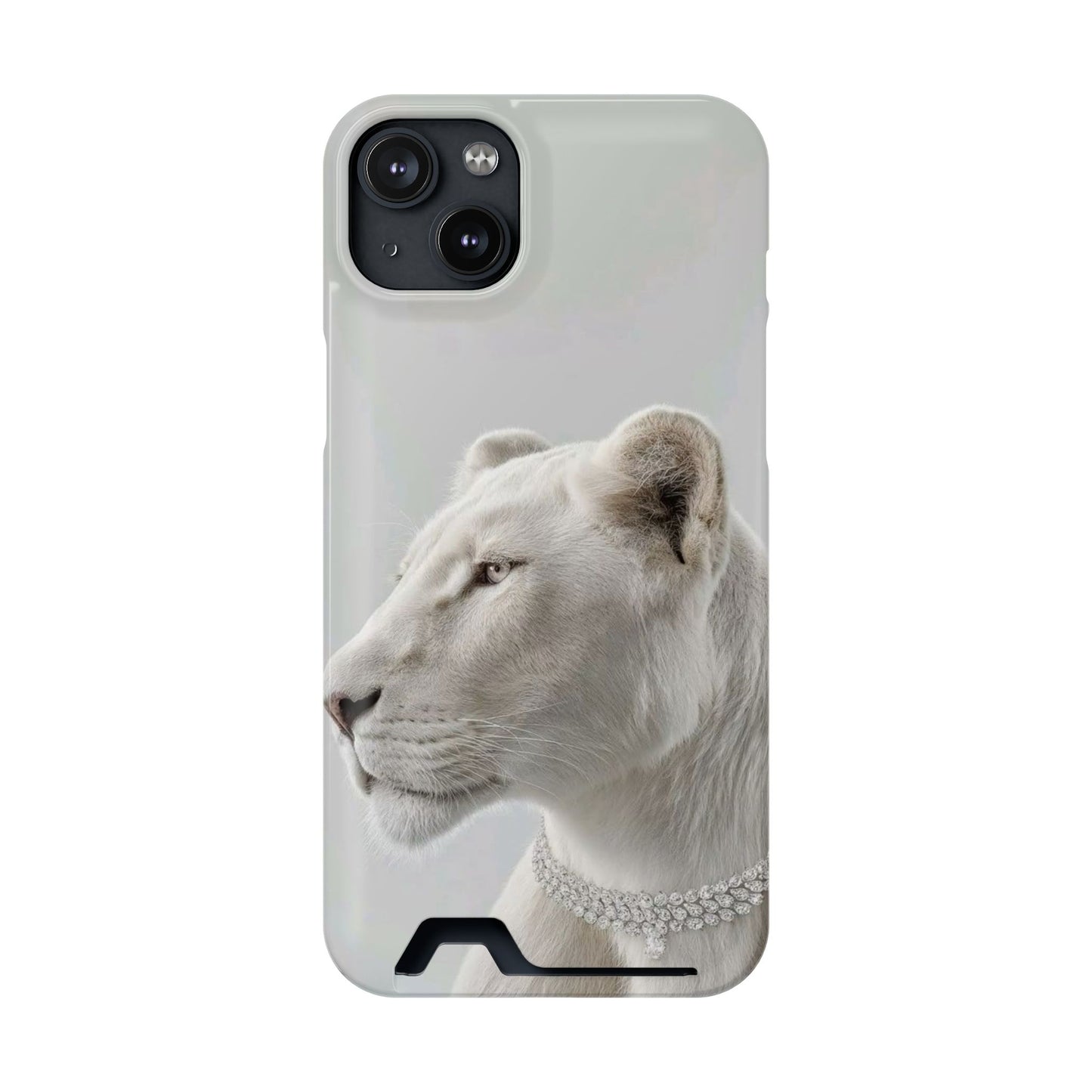 Pearl White Lion Phone Card Case