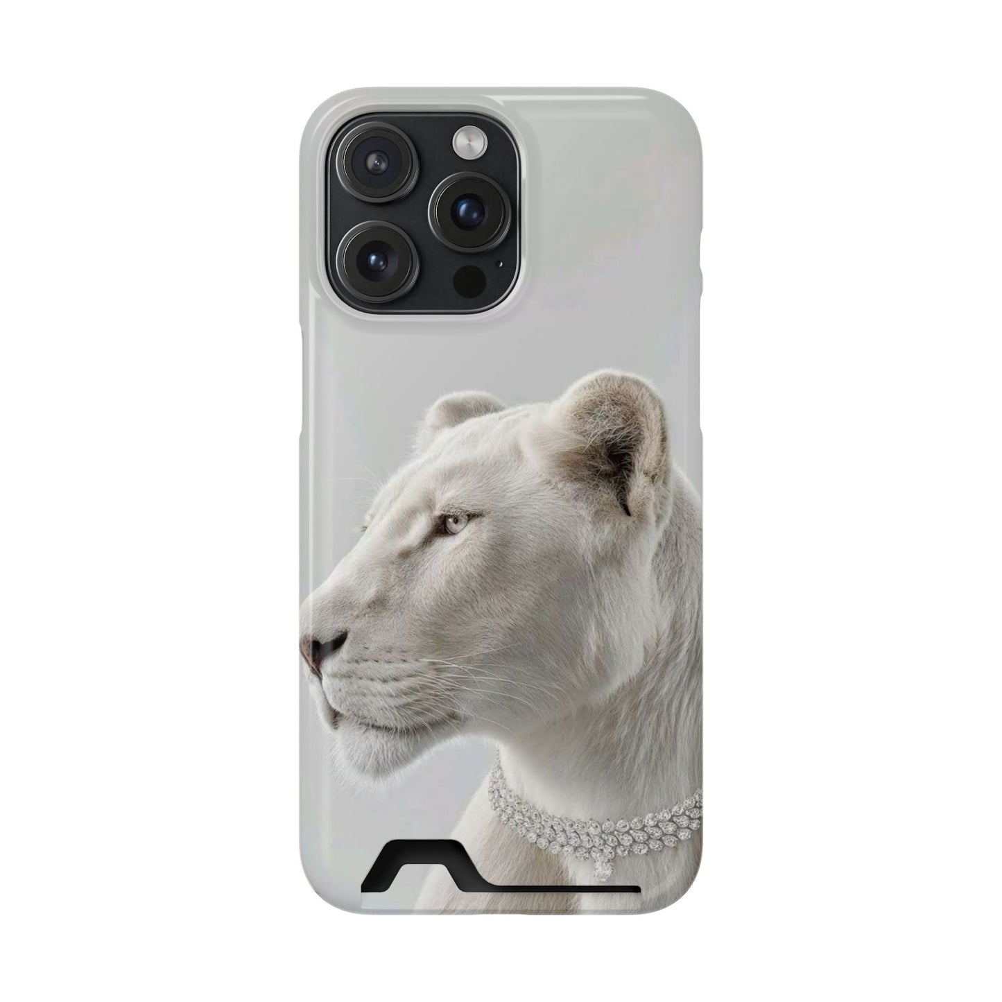 Pearl White Lion Phone Card Case