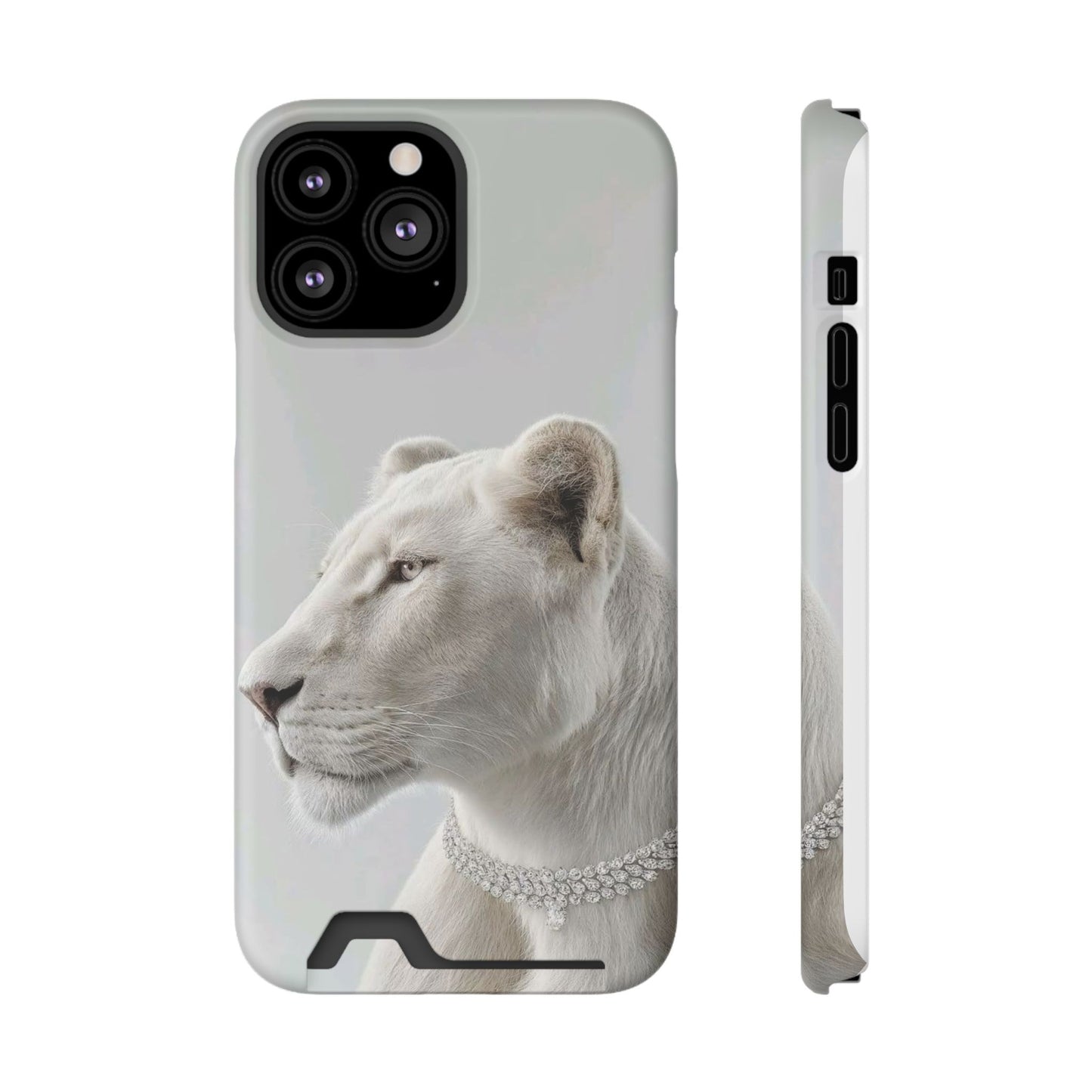 Pearl White Lion Phone Card Case