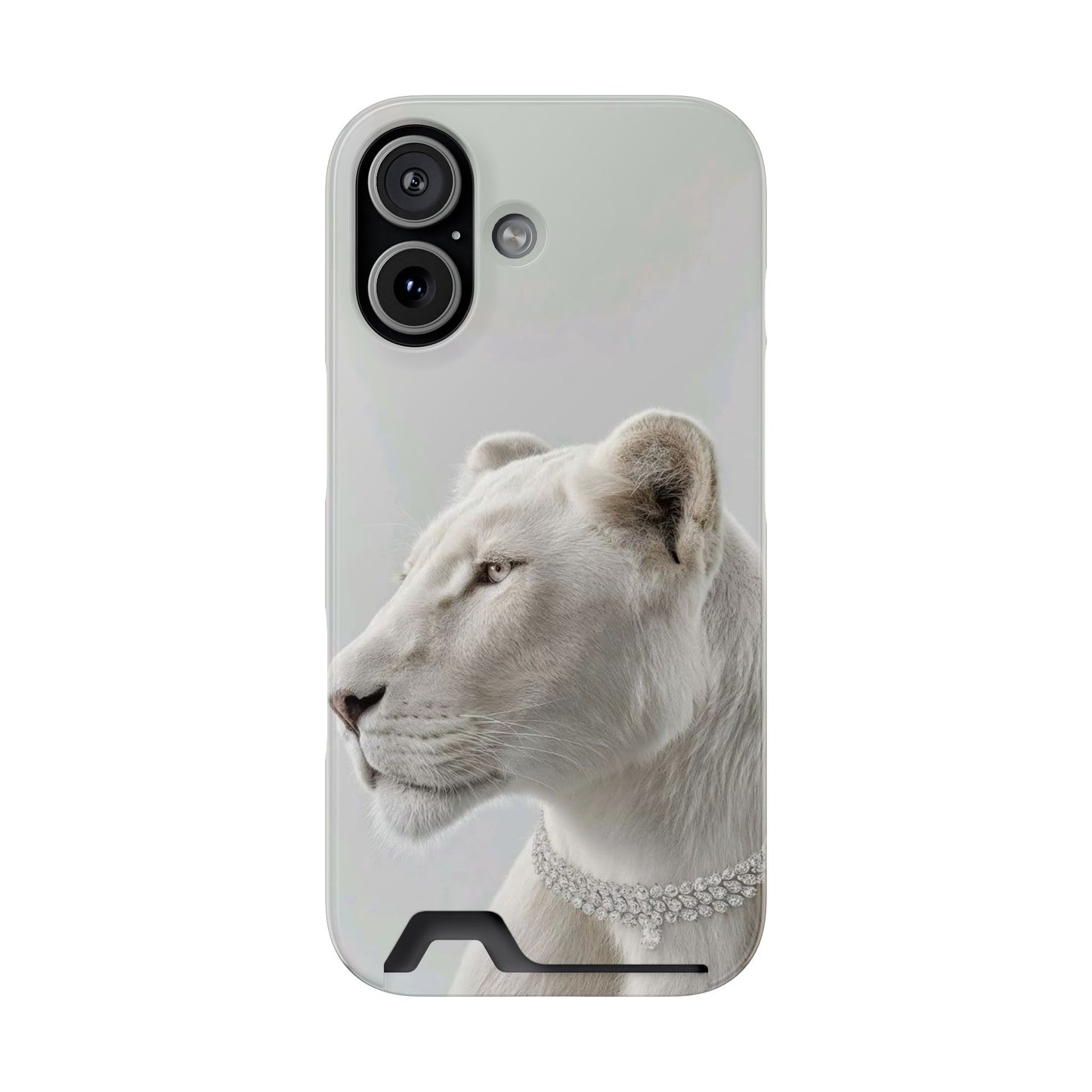 Pearl White Lion Phone Card Case