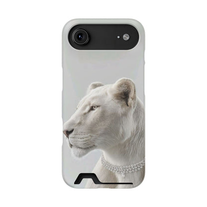 Pearl White Lion Phone Card Case