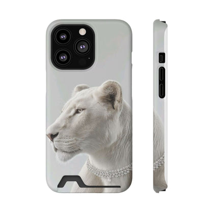 Pearl White Lion Phone Card Case