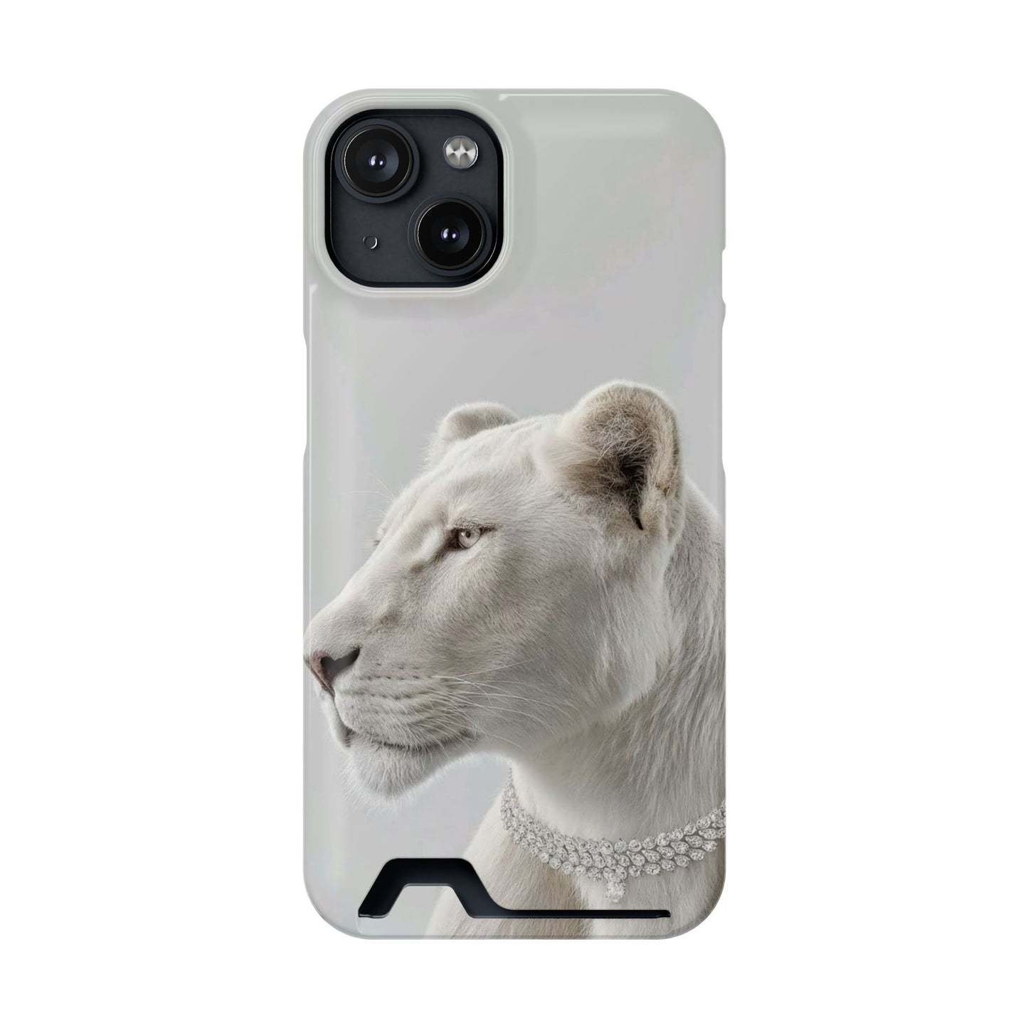 Pearl White Lion Phone Card Case
