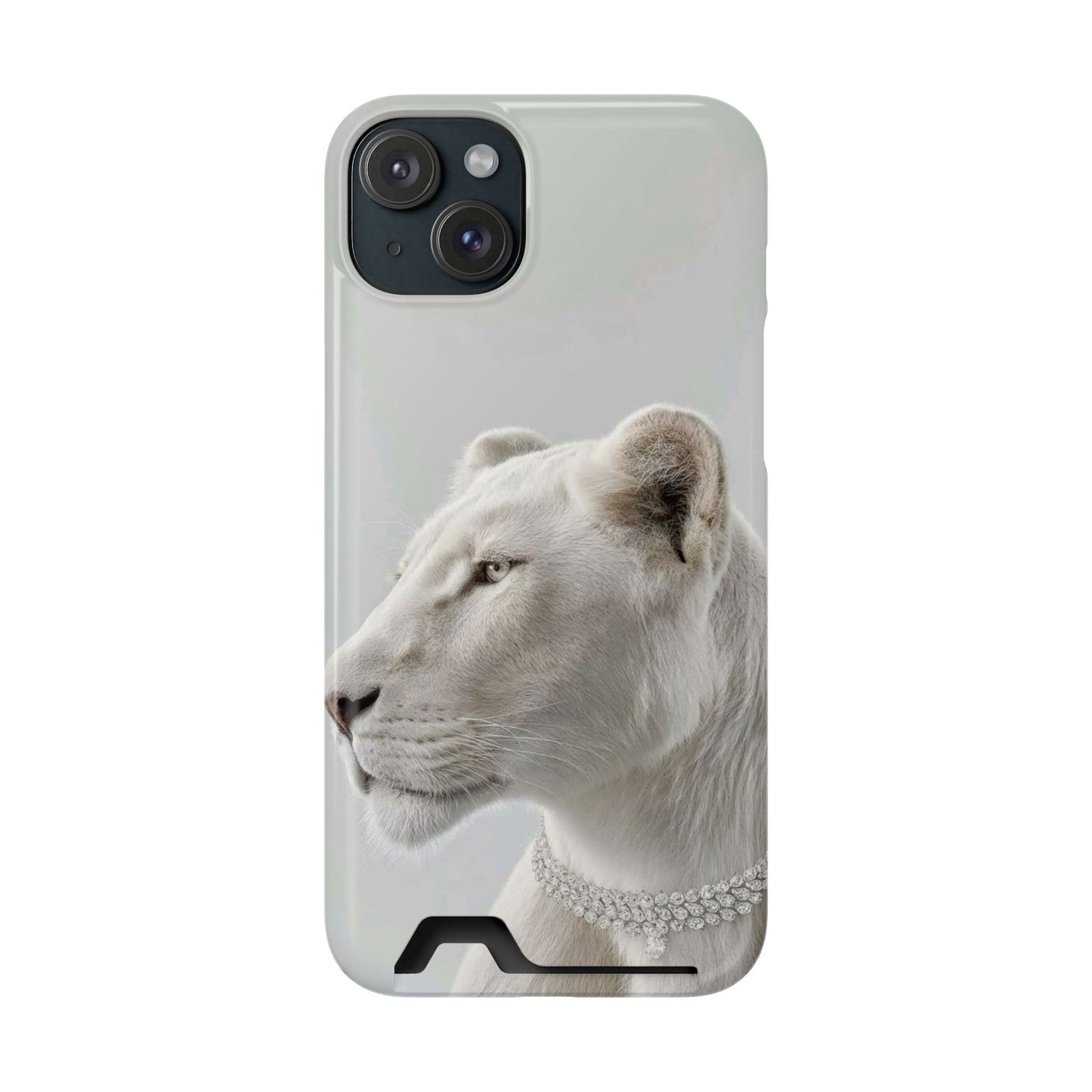 Pearl White Lion Phone Card Case