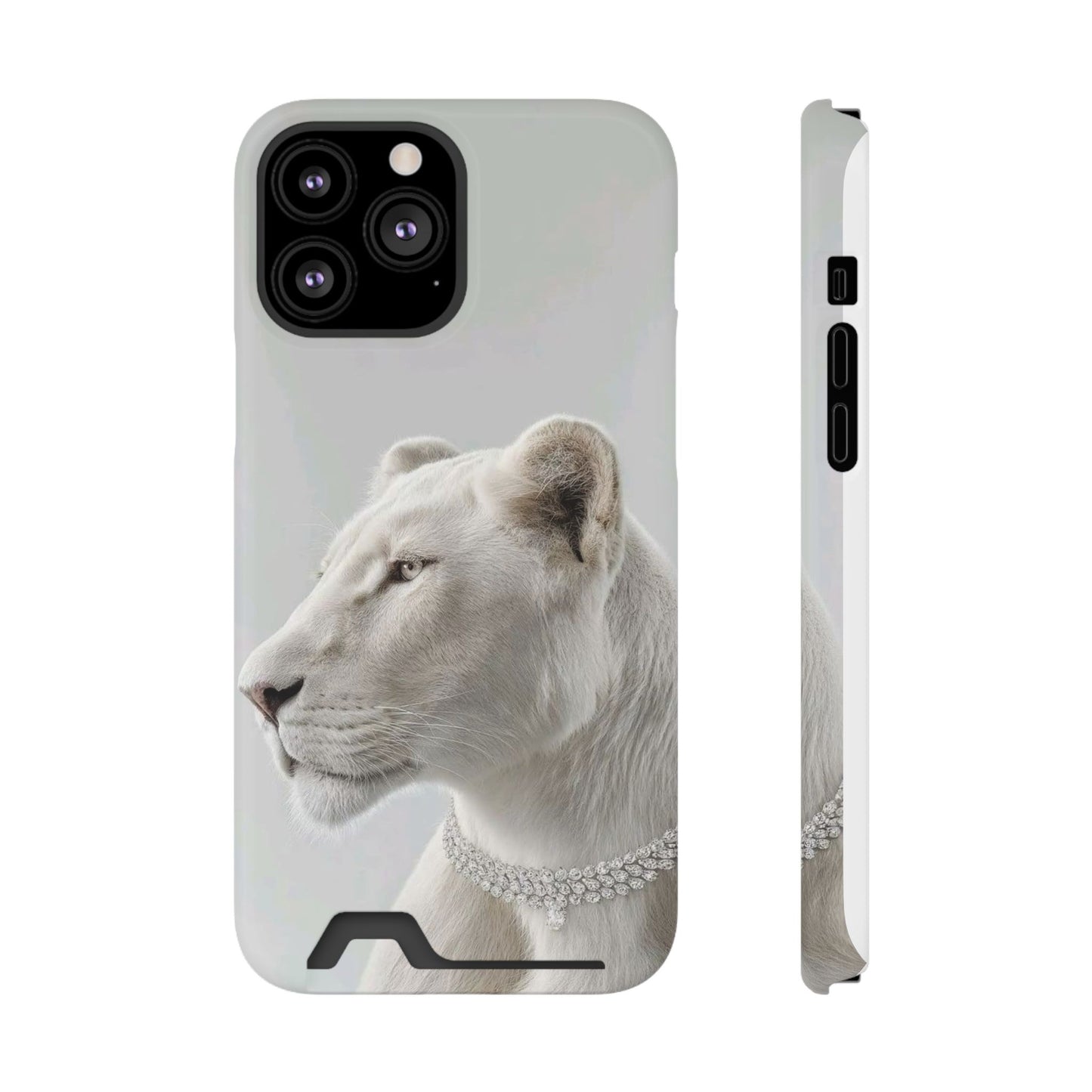 Pearl White Lion Phone Card Case