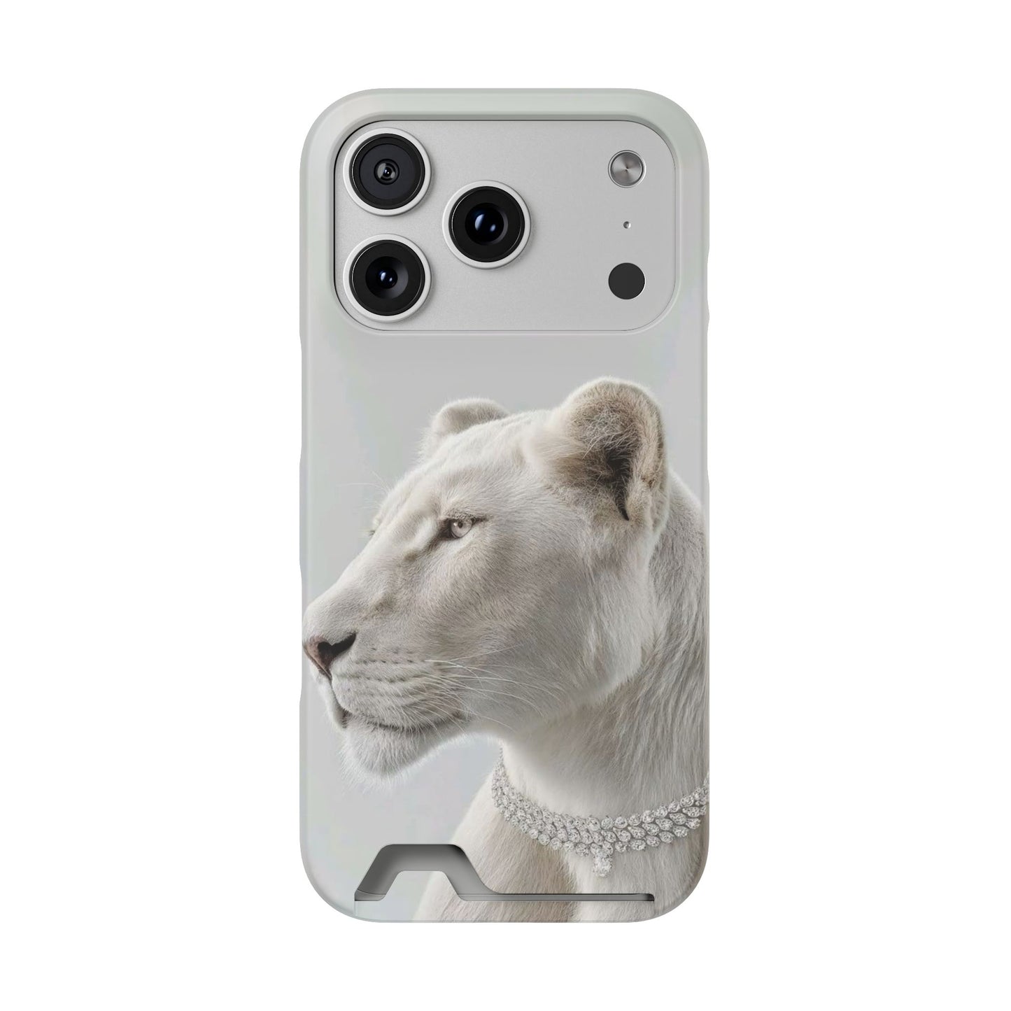 Pearl White Lion Phone Card Case