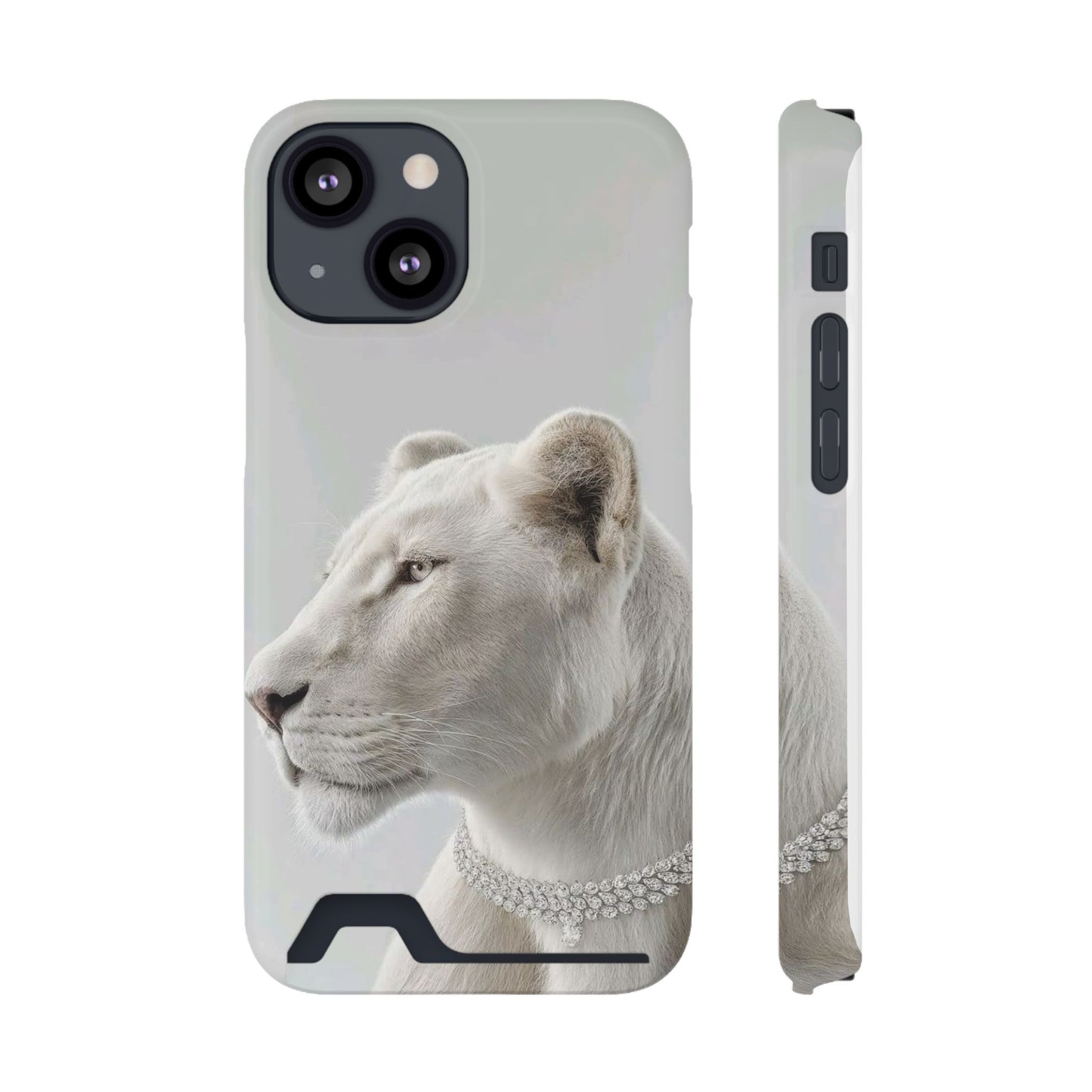 Pearl White Lion Phone Card Case