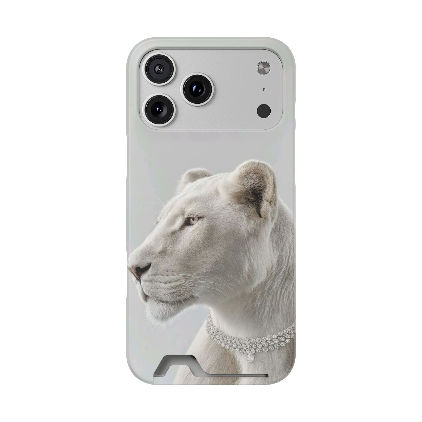 Pearl White Lion Phone Card Case